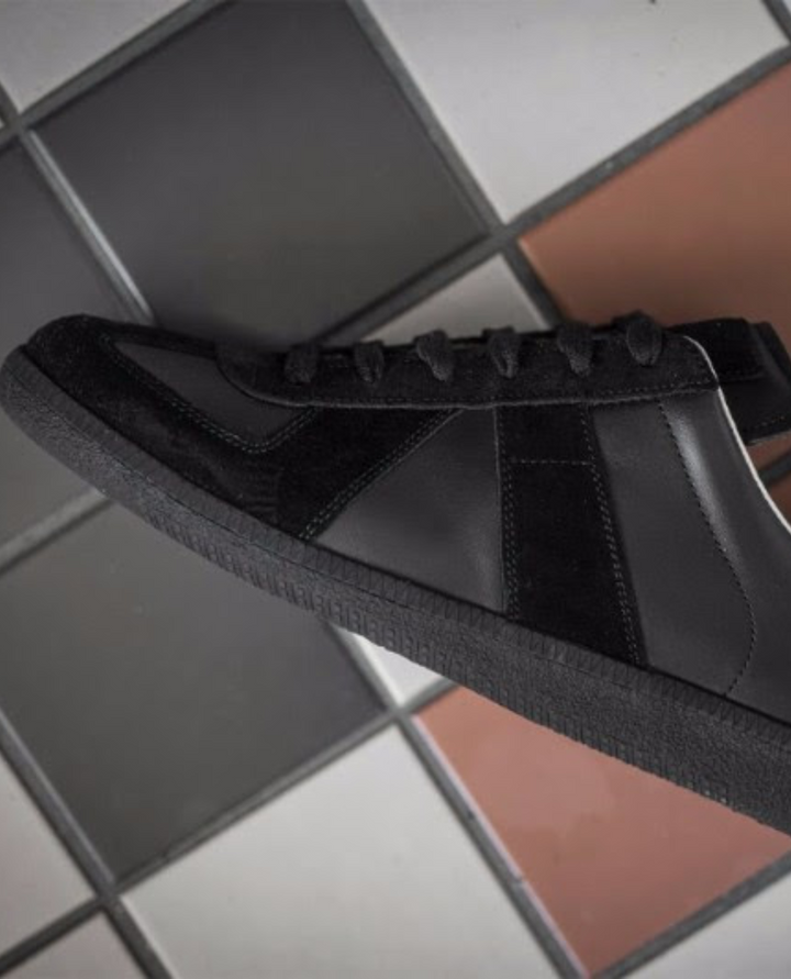 GATS Premium Leather and Suede Sneakers Black – Retro Black Sole Casual Shoes