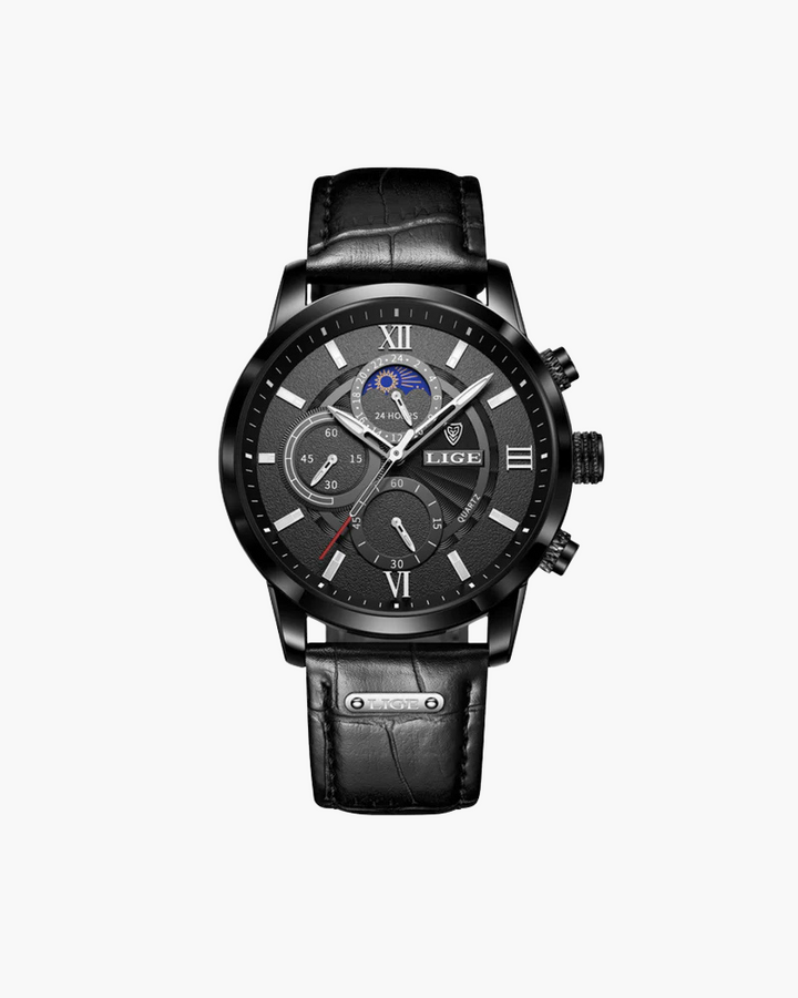 Classic Leather Quartz Watch – 30m Water Resistant