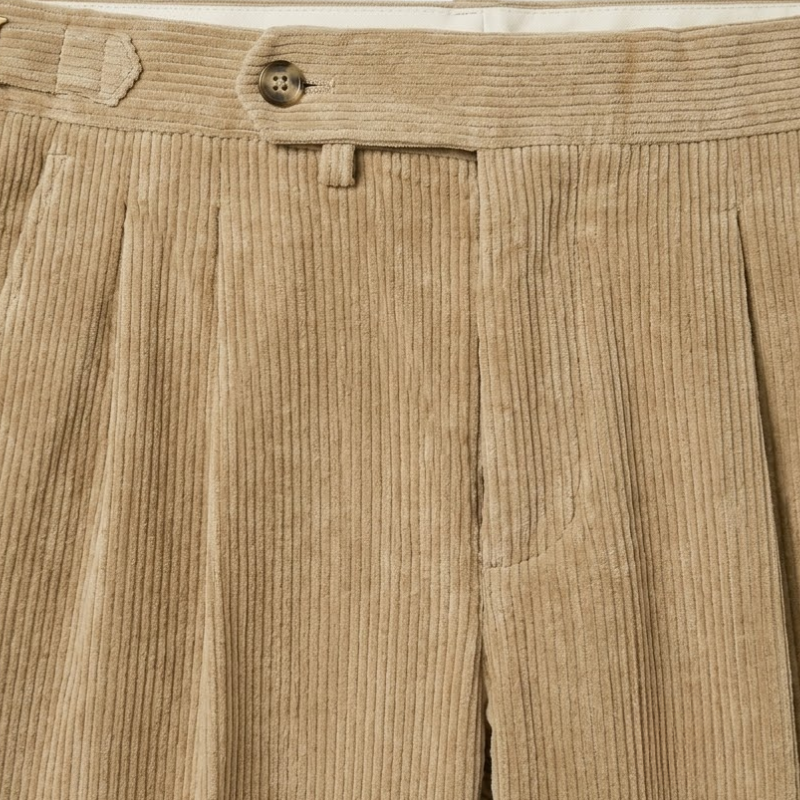 High-Rise Pleated Corduroy Trousers