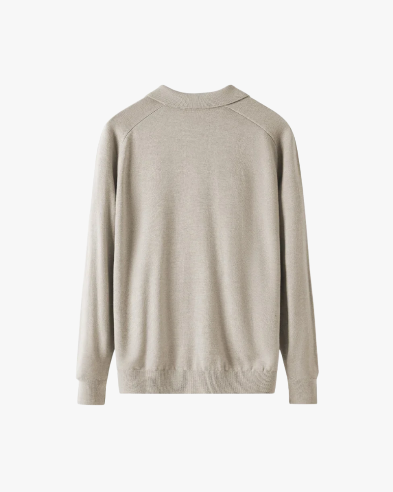 100% Wool Long Sleeve Polo Shirt