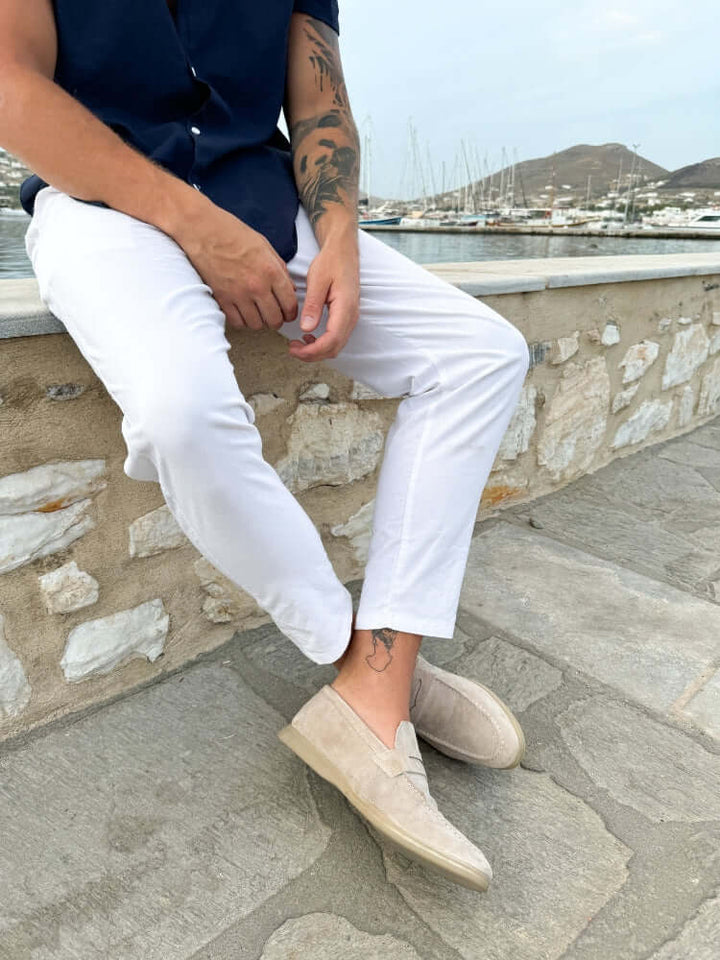 Classic Beige Suede Loafers