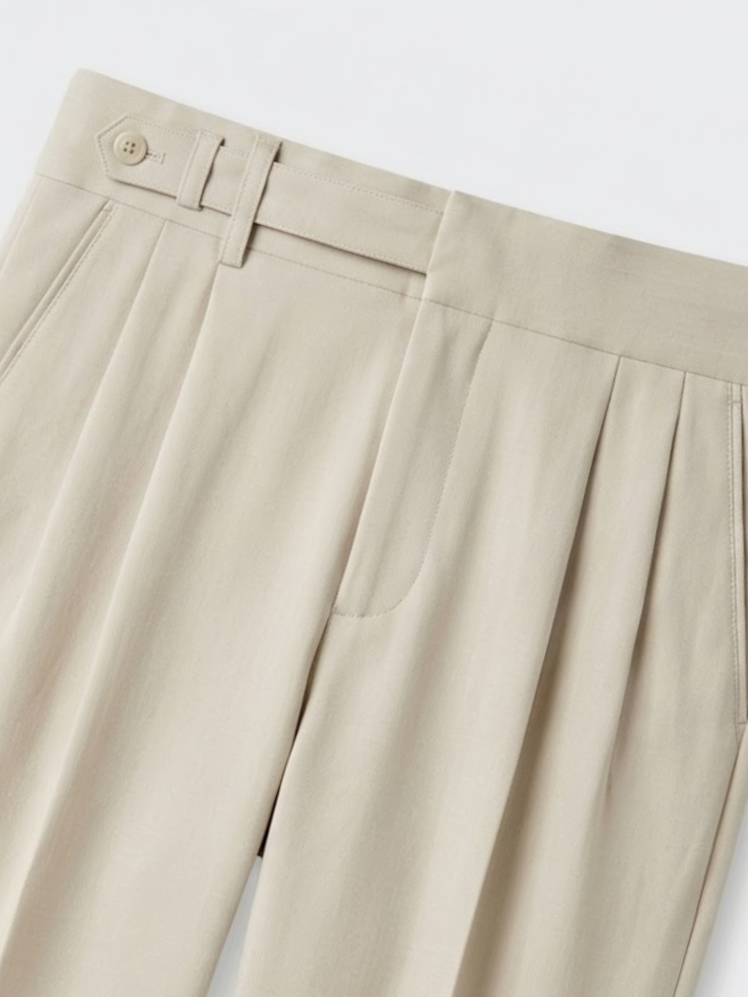 Single Pleat Belted Trousers