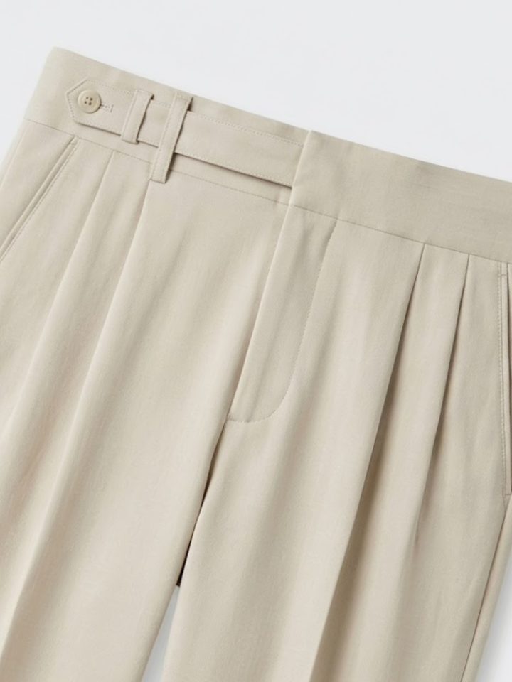 Single Pleat Belted Trousers