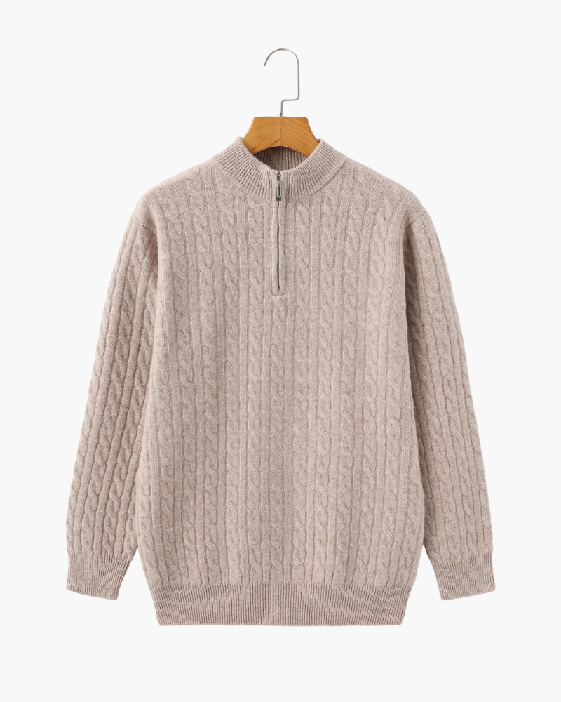 Harlan Cable-Knit Half-Zip Sweater