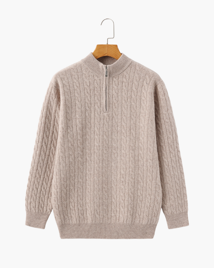Harlan Cable-Knit Half-Zip Sweater