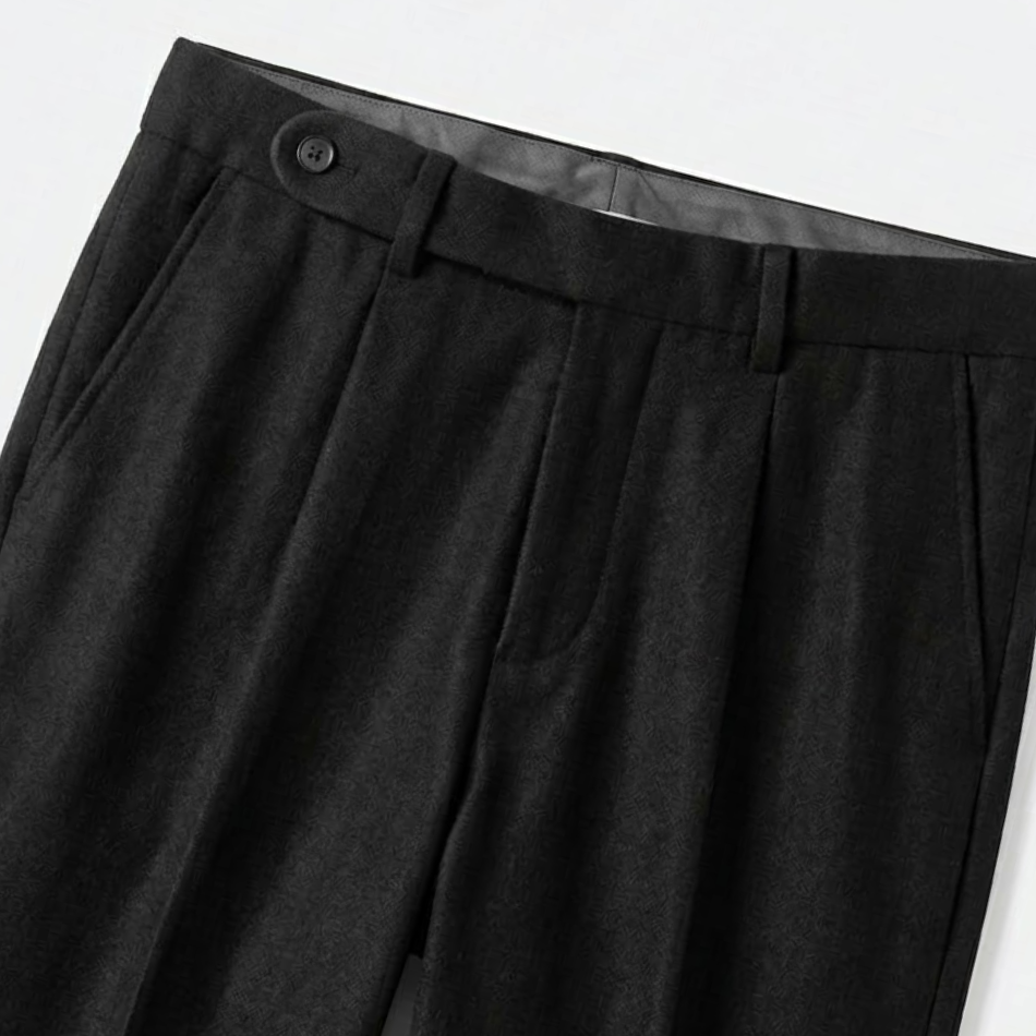 Single-Pleat Wool Blend Trousers