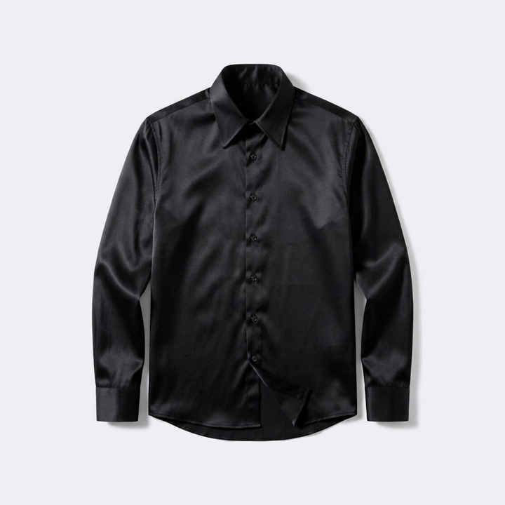 Stretch Cotton Classic Shirt with Semi-Spread Collar