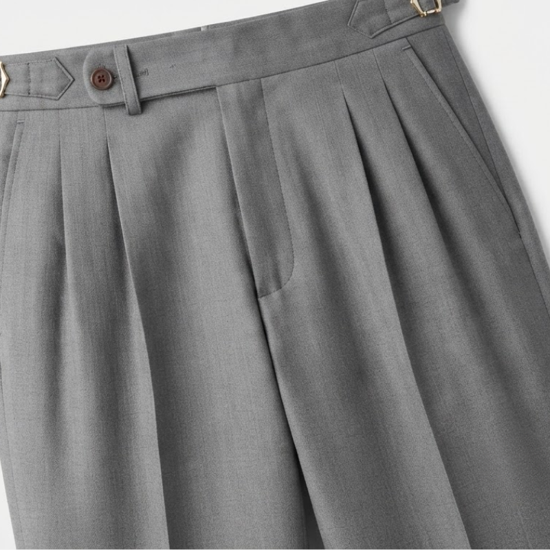 Double-Pleat Relaxed Tapered Pants