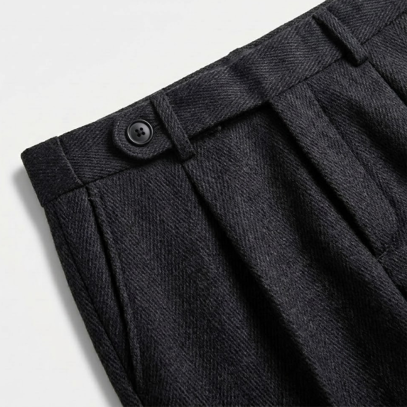 Tailored Herringbone Wool Trousers