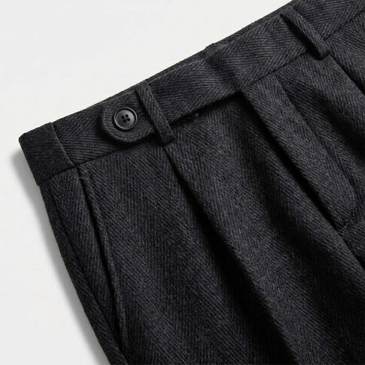 Tailored Herringbone Wool Trousers