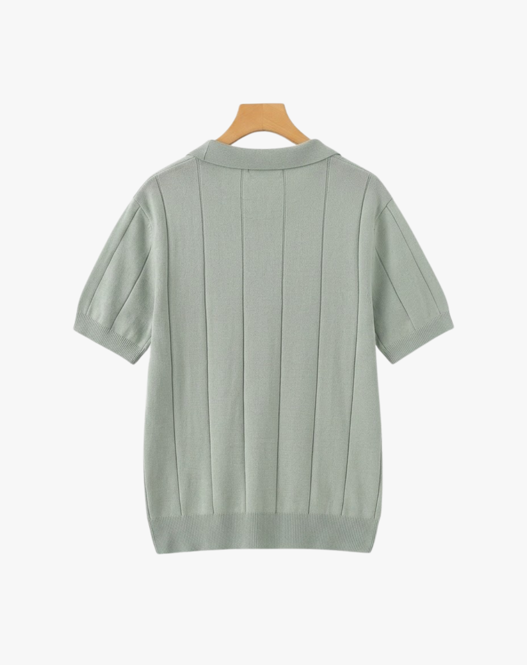 Stretch Knit Polo Shirt with Open Collar