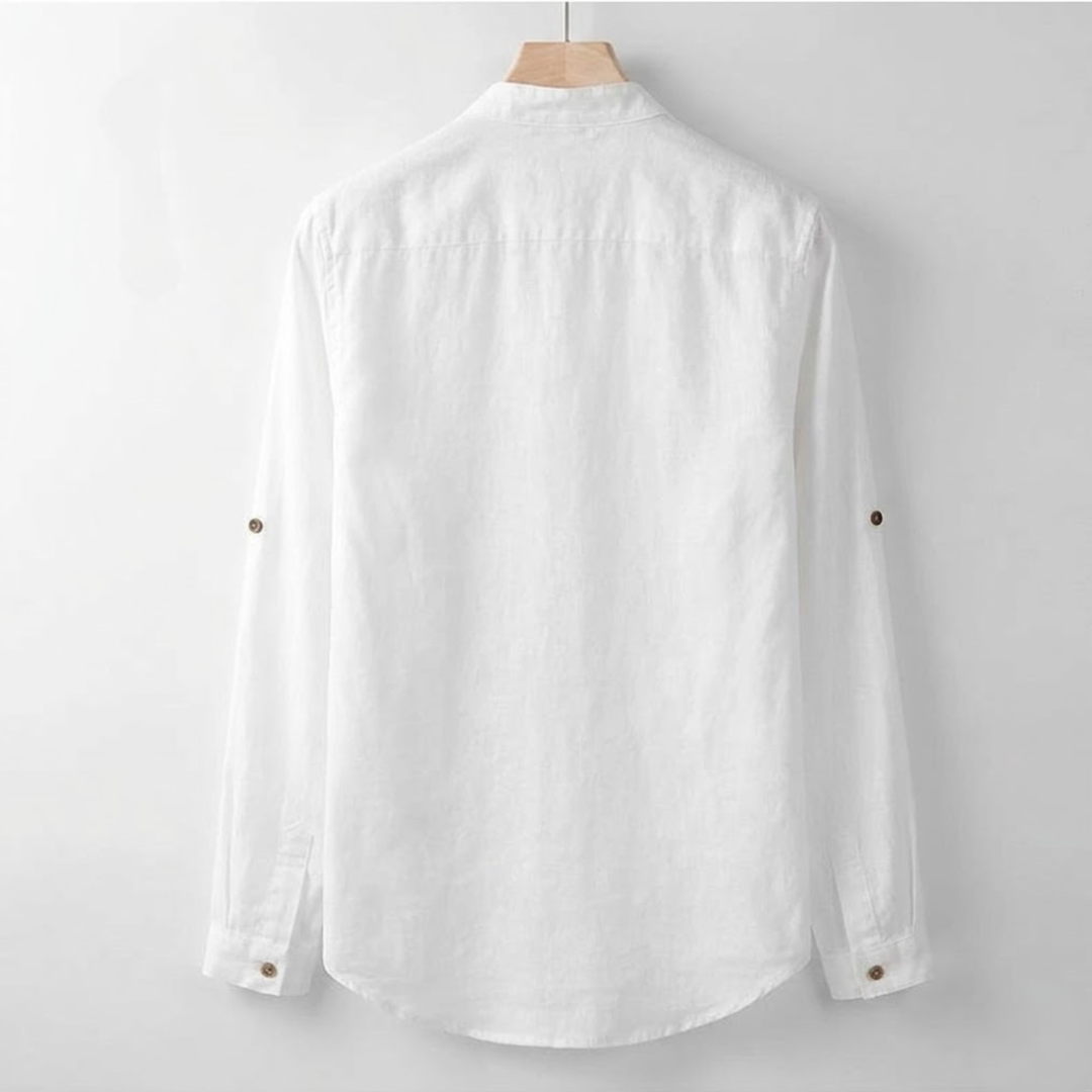 Linen Band Collar Shirt