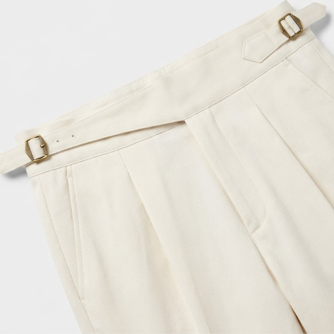 High-Rise Pleated Tailored Trousers