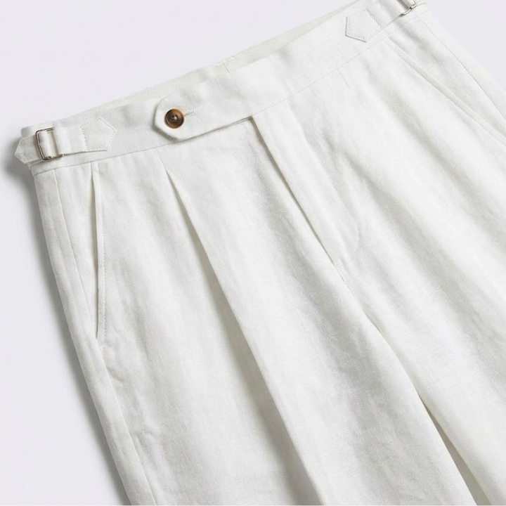 Classic Pleated Linen Trousers