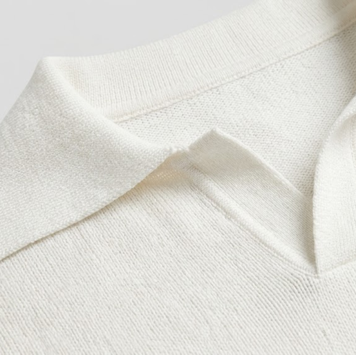 Classic V-Neck Knit Polo Shirt