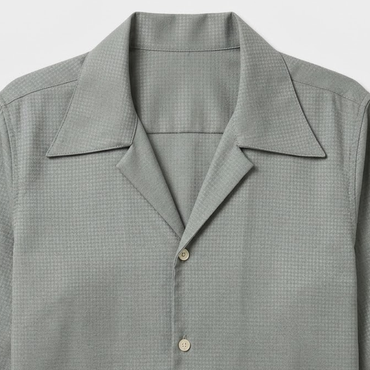 Classic Cotton Blend Shirt with Spread Collar