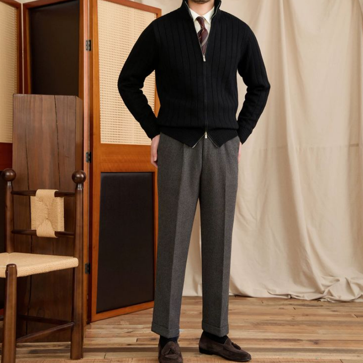 Simone Ribbed Zip-Up Cardigan