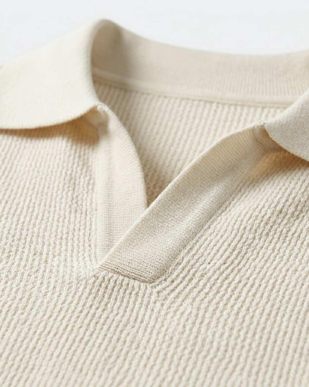 Cotton Knit V-Neck Polo Shirt