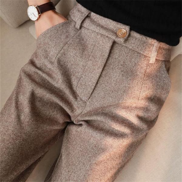 Tailored Tapered Herringbone Trousers