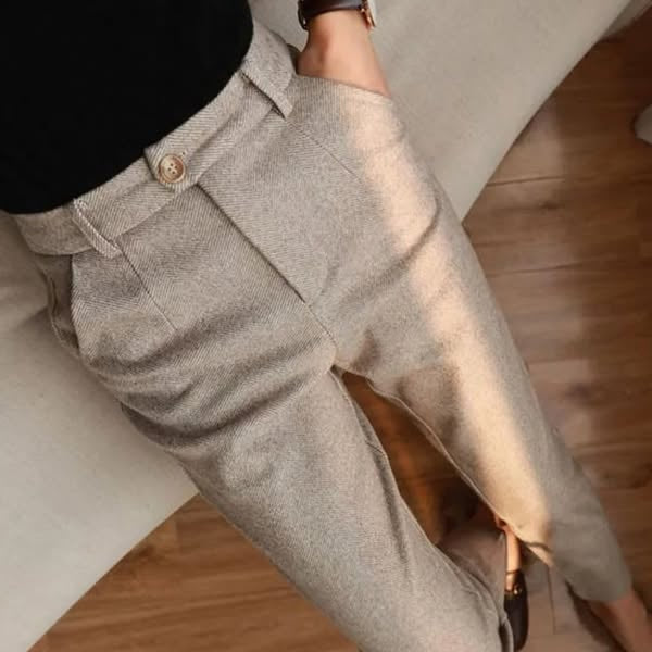 Tailored Tapered Herringbone Trousers