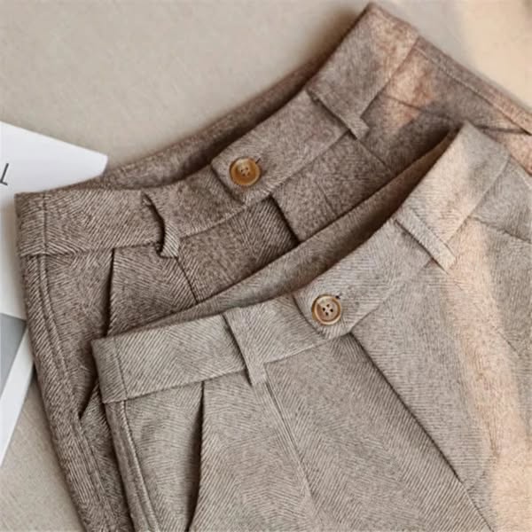 Tailored Tapered Herringbone Trousers