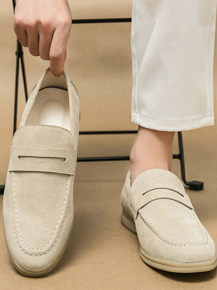 Classic Beige Suede Loafers