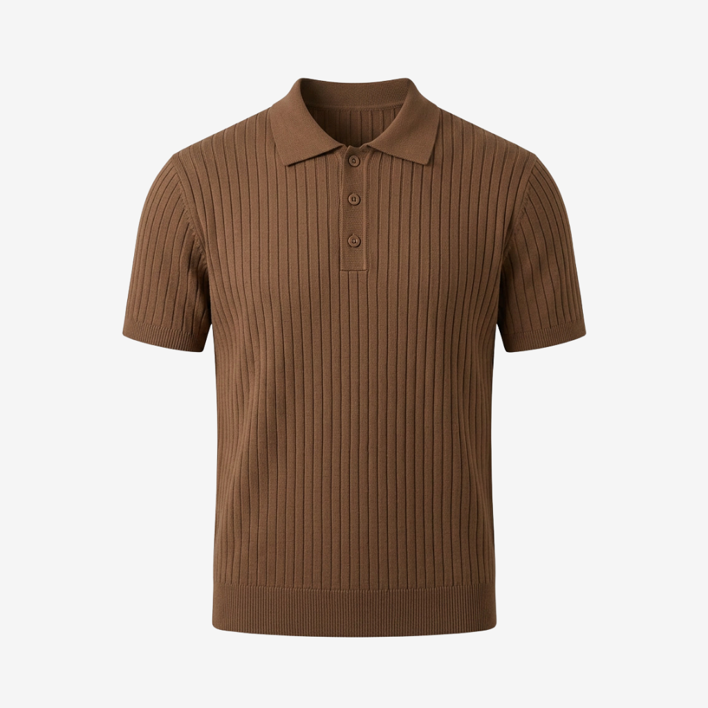 Classic Ribbed Knit Polo Shirt