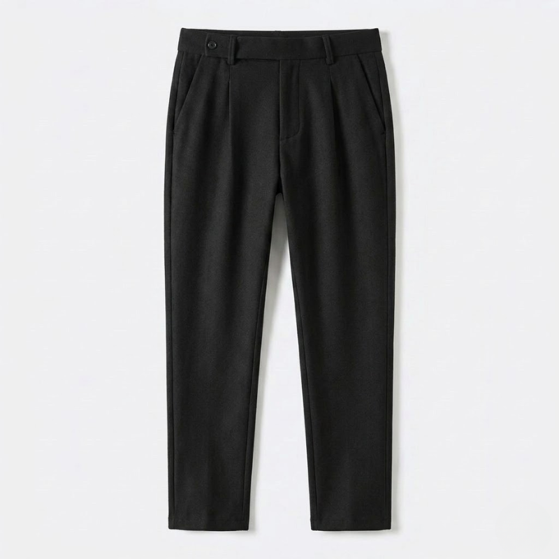 Pleated Wool Blend Tapered Trousers