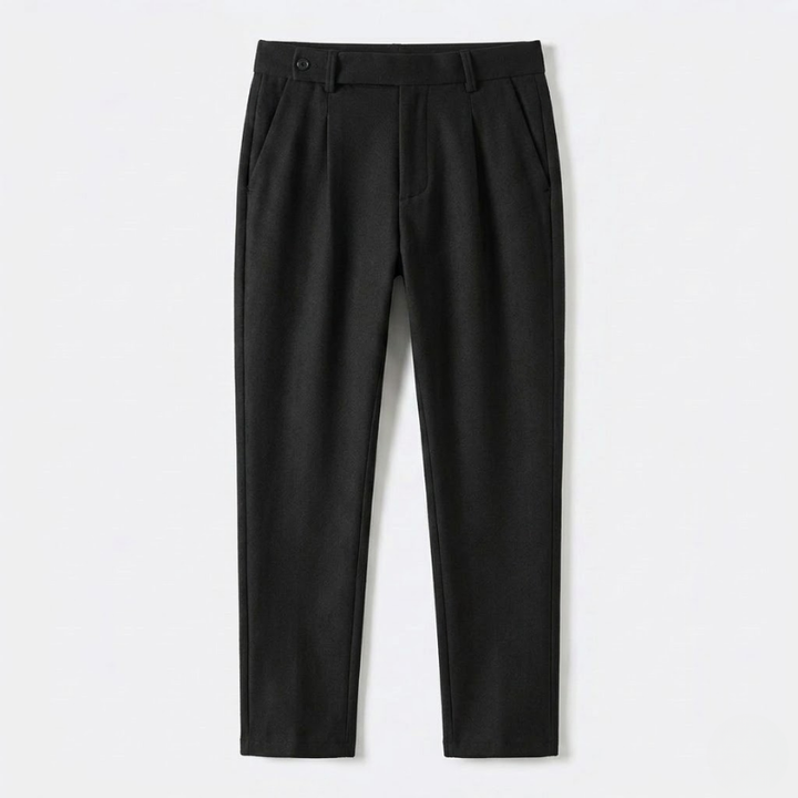 Pleated Wool Blend Tapered Trousers