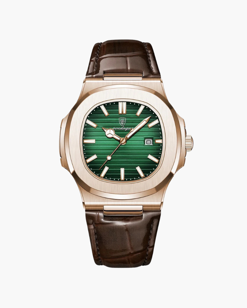 Leather Strap Watch with Textured Dial