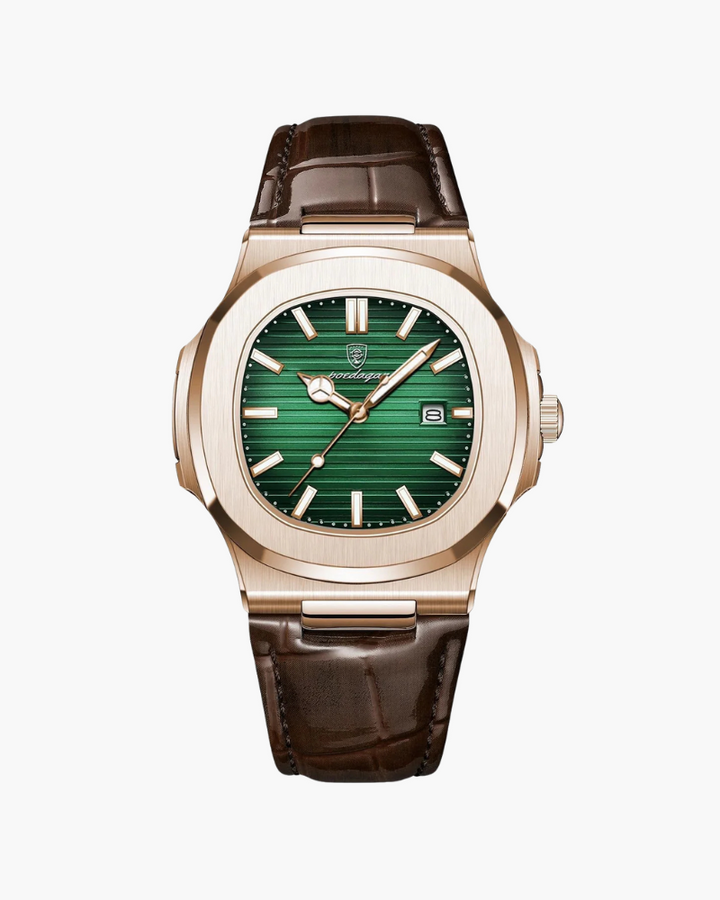 Leather Strap Watch with Textured Dial