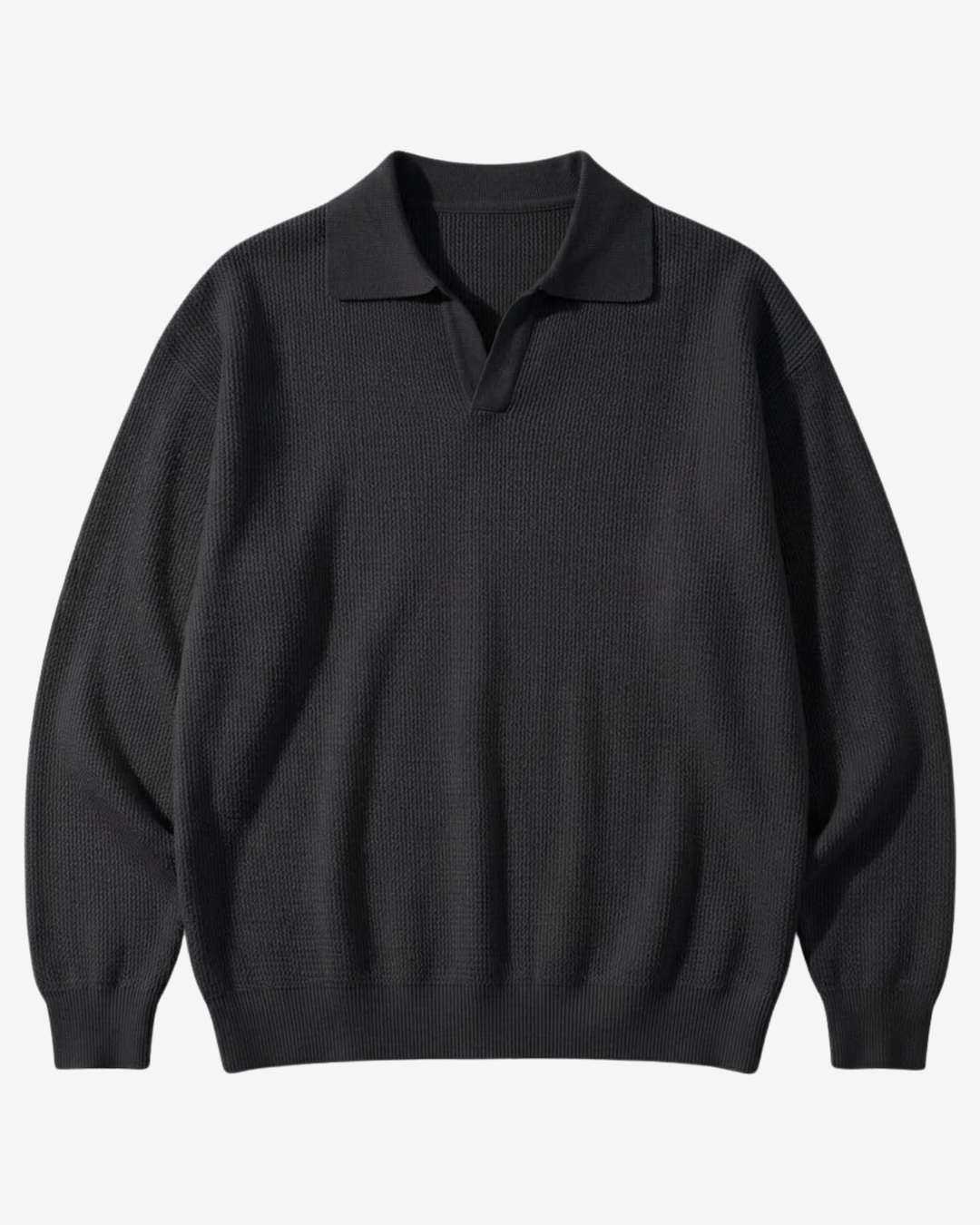 Cotton Knit V-Neck Polo Shirt
