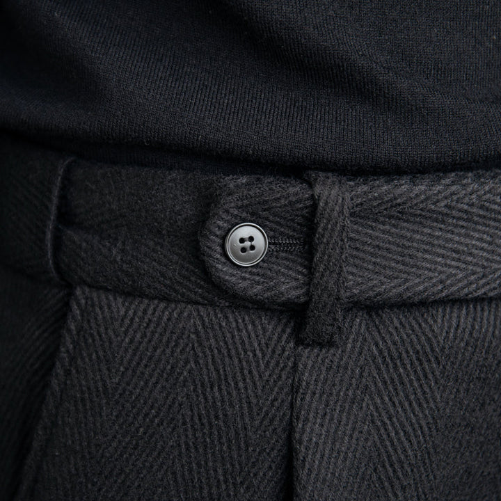 Tailored Herringbone Wool Trousers