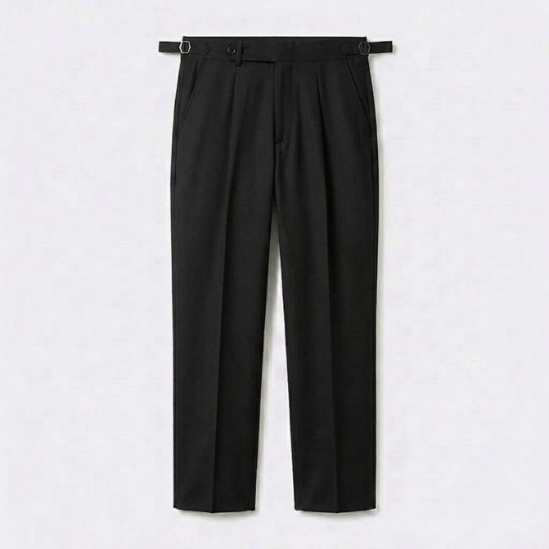 Herringbone Wool Pleated Trousers