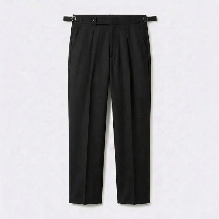 Herringbone Wool Pleated Trousers