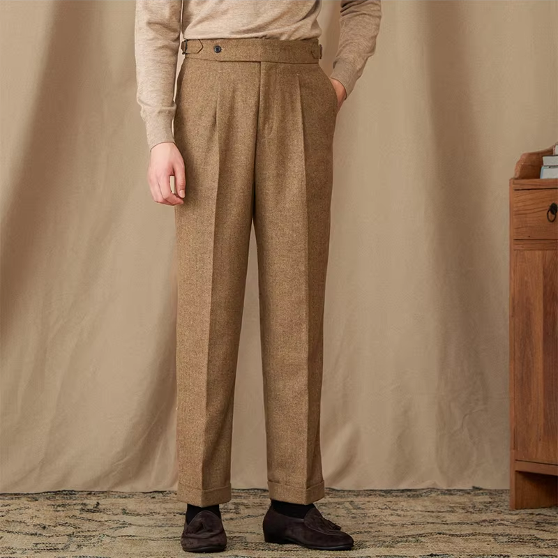 Classic Pleated Trousers with Side Adjusters