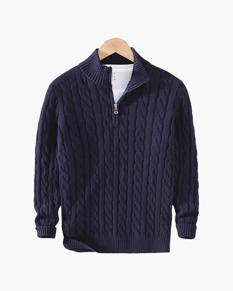 Cable Knit Quarter-Zip Sweater