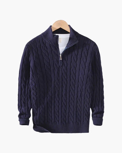 Cable Knit Quarter-Zip Sweater