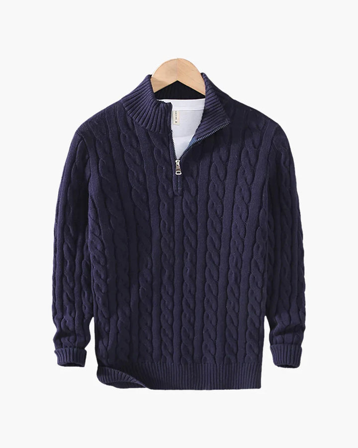 Cable Knit Quarter-Zip Sweater
