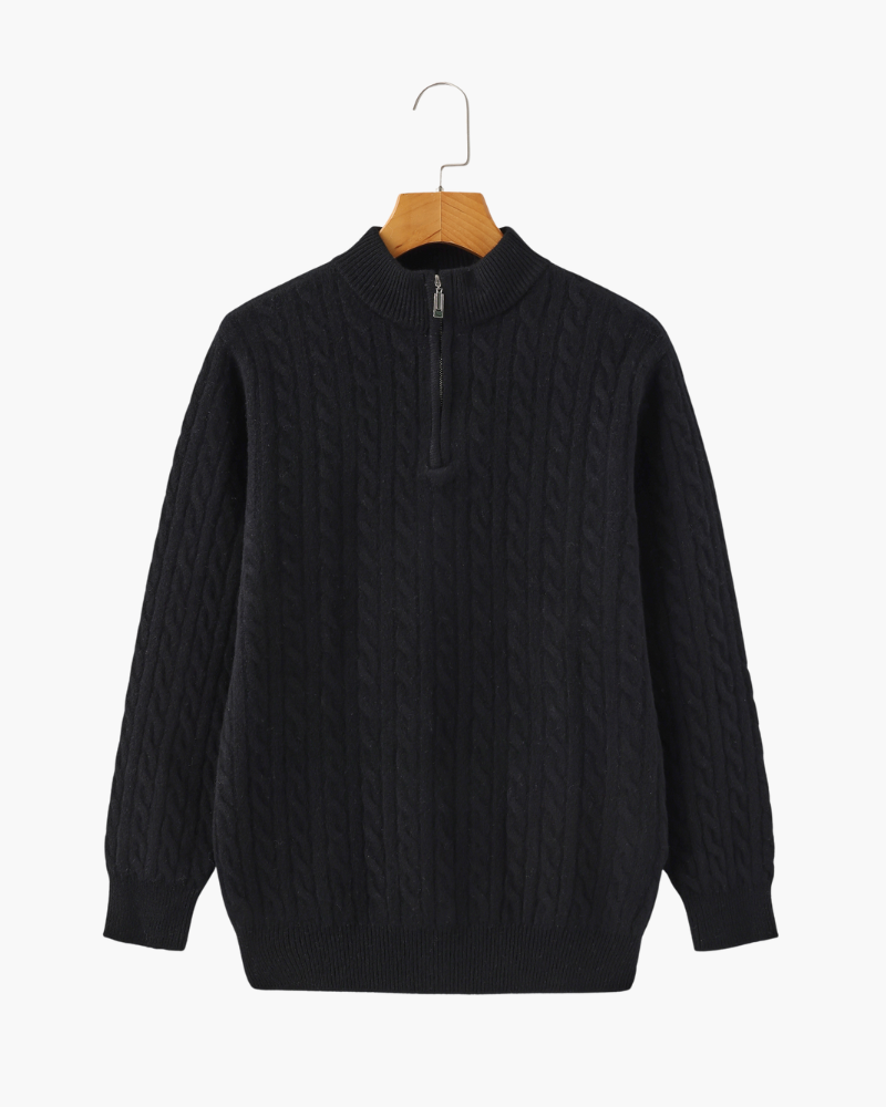 Harlan Cable-Knit Half-Zip Sweater