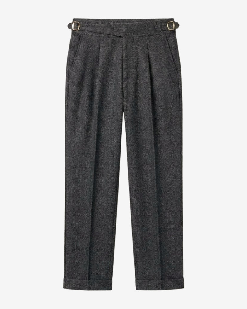 High-Rise Wool Blend Tailored Trousers