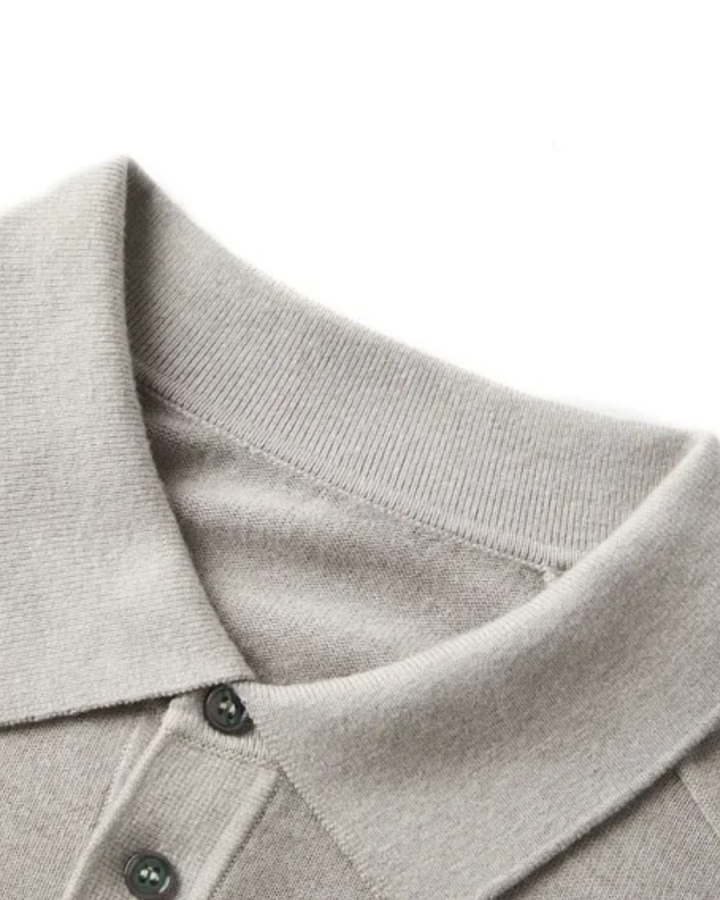 100% Wool Long Sleeve Polo Shirt