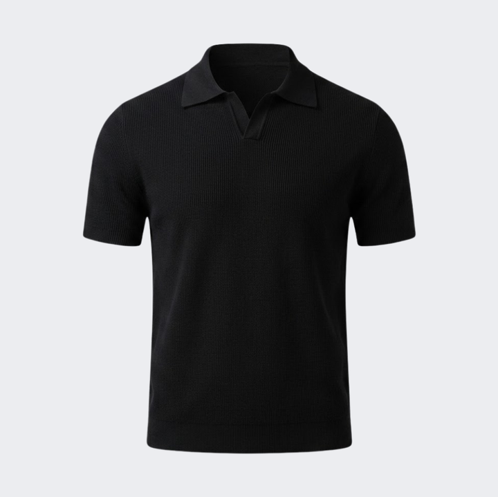 Classic V-Neck Knit Polo Shirt