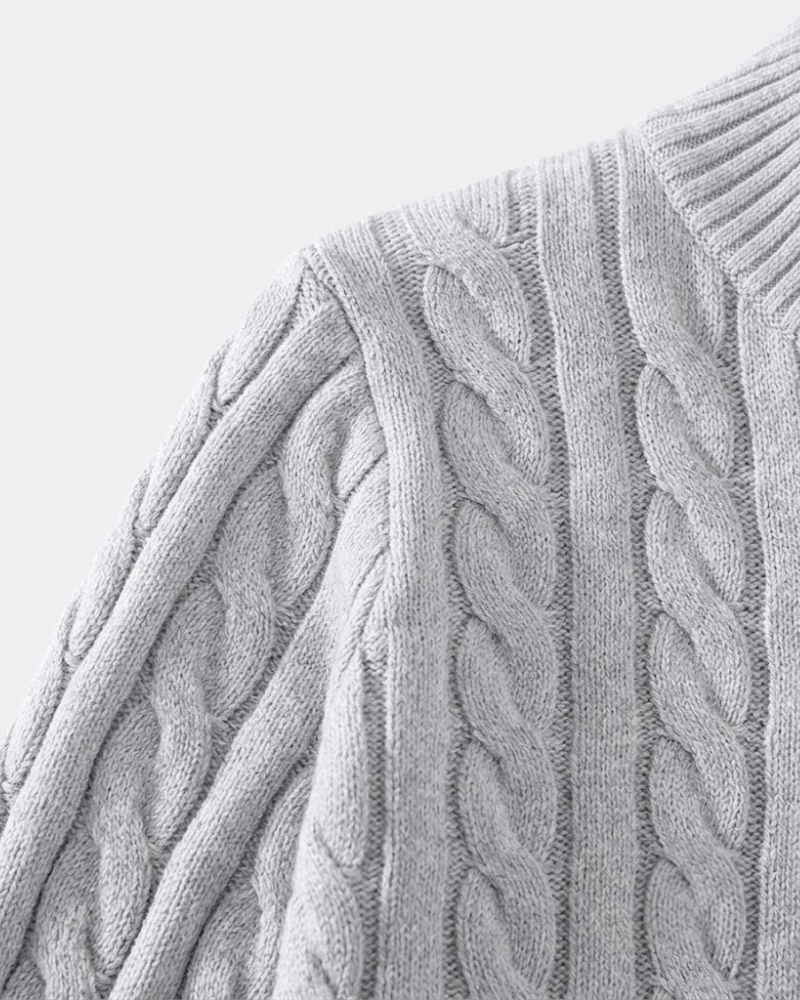Cable Knit Quarter-Zip Sweater