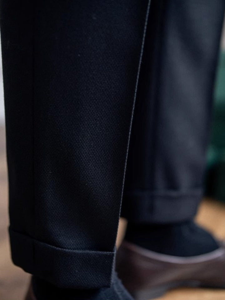 High-Rise Pleated Trousers with Cross-Belt Detail