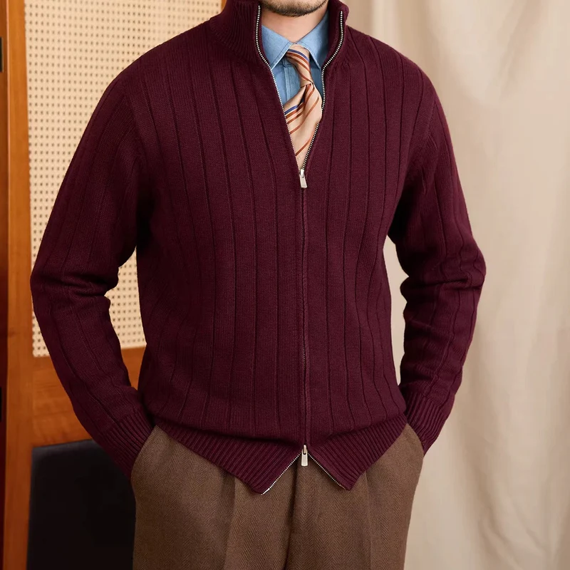 Simone Ribbed Zip-Up Cardigan