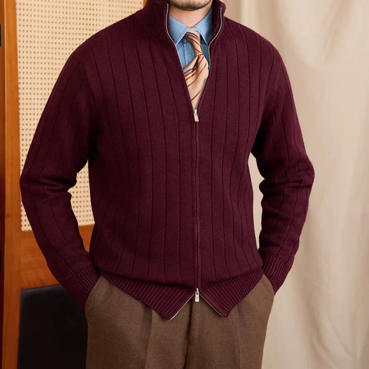 Simone Ribbed Zip-Up Cardigan