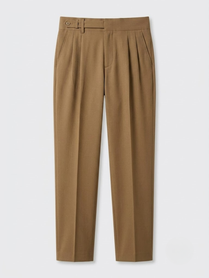 Single Pleat Belted Trousers