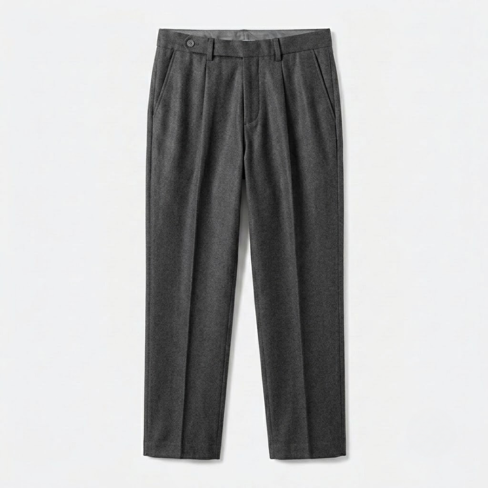 Single-Pleat Wool Blend Trousers