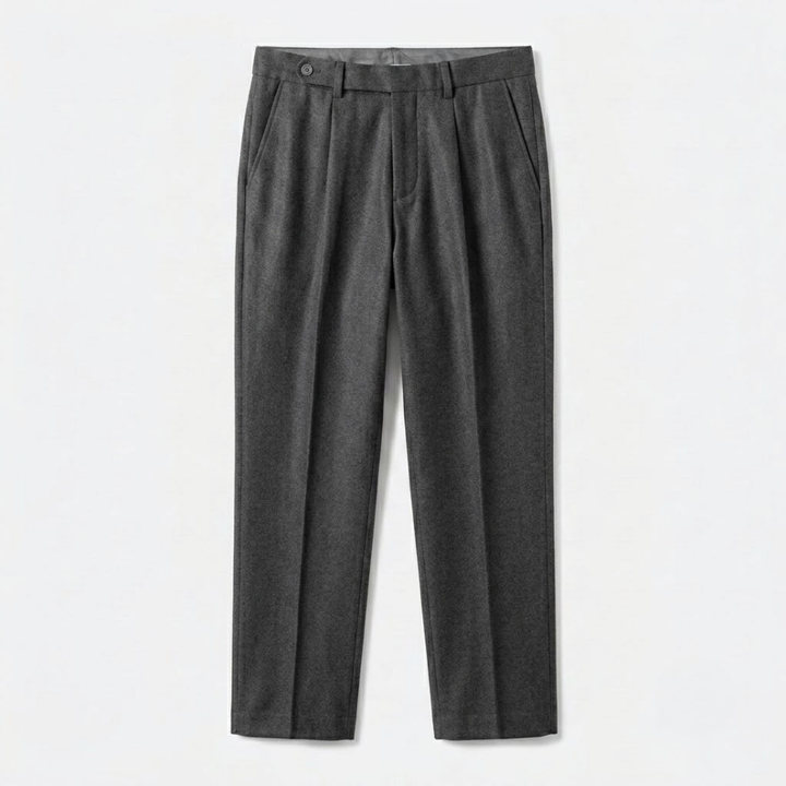 Single-Pleat Wool Blend Trousers